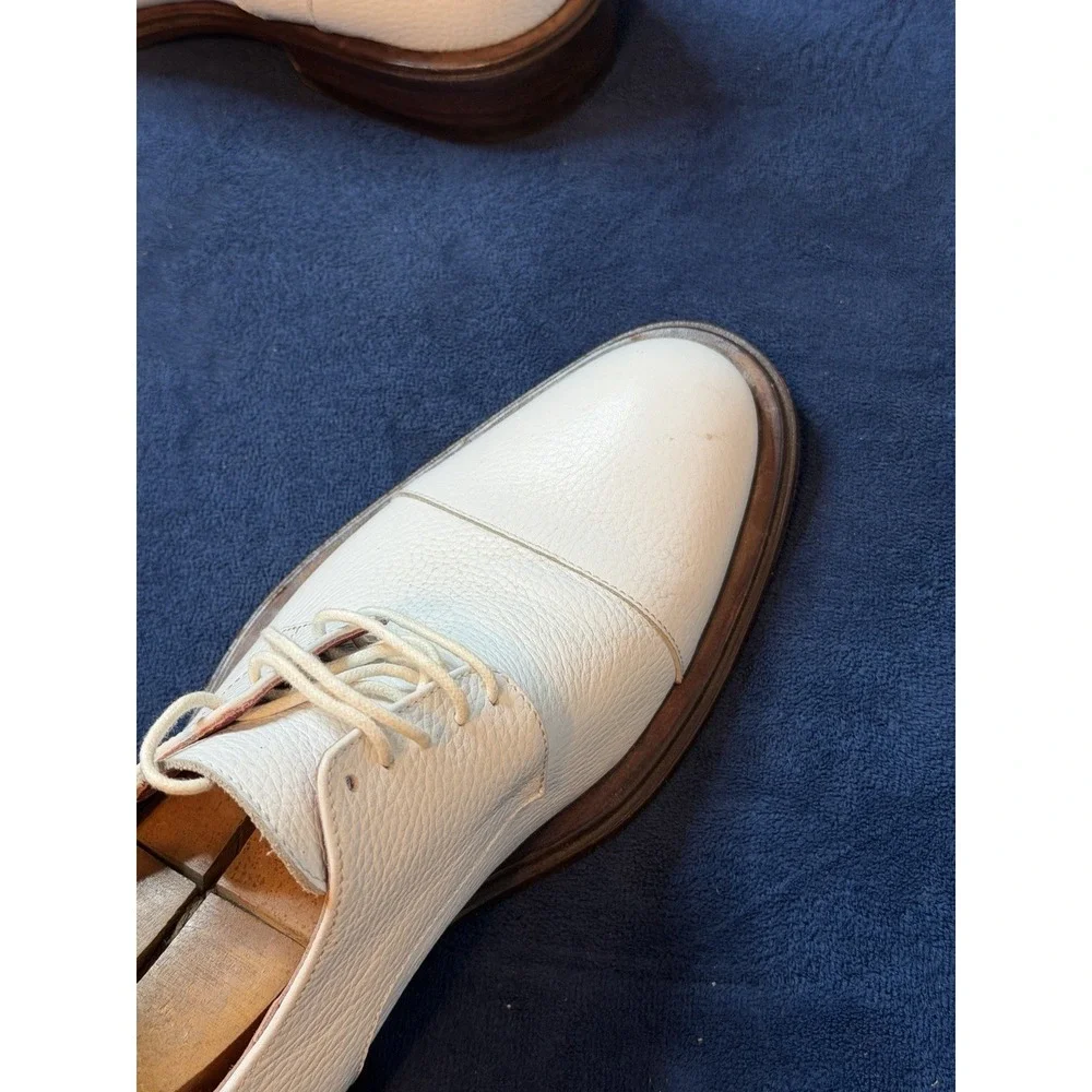 Vtg Jean Michael Cazabat White Toe Cap Oxford Dress Shoes Sz 41 EU Red Bottom